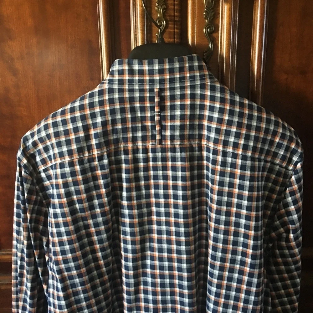 Banana Republic Luxe flannel checked - L Slim Fit Orange and Blue button down